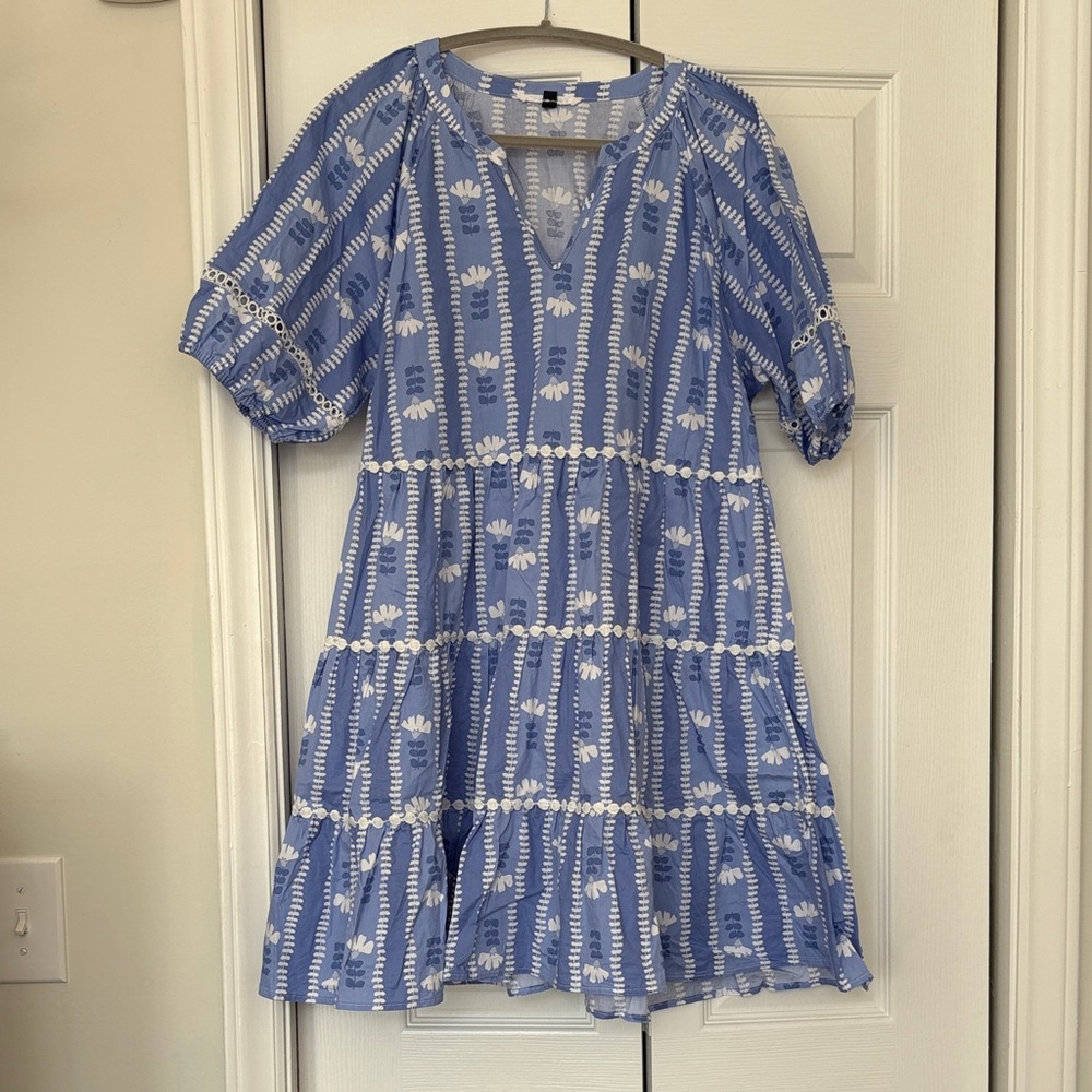 Blue Floral Babydoll dress SZ Large